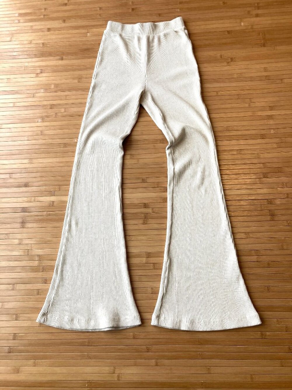 Madewell Ribbed Pull-On Flare Pants Lounge Womens Small S Heather Summer Dune